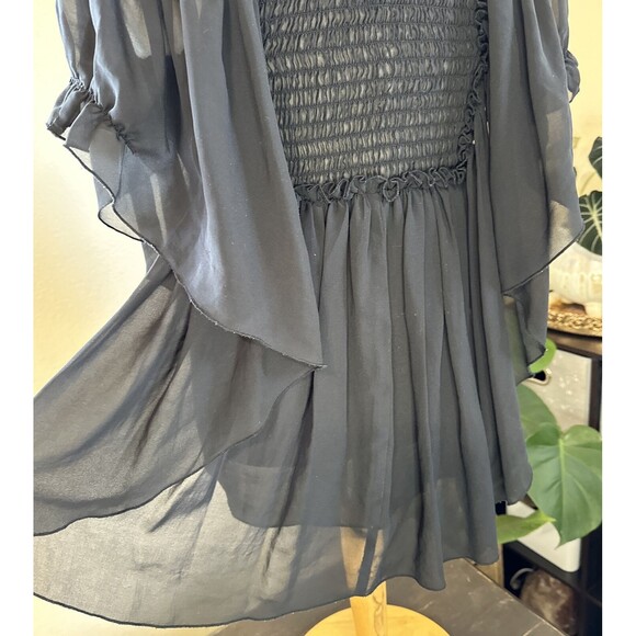 Victoria’s Secret Chiffon BOHO Cottage Romantic Flowy Stretchy Top Black S/M - Picture 5 of 16